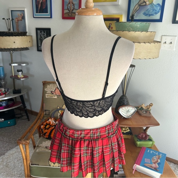 Retro Mesh Tops l Leopard Bralette l Plaid Skirt l costume l cosplay l intimates - Picture 9 of 9